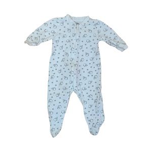 George White Onesie Footie Pajamas Grey Sheep Full Zip Baby Size 3-6 M